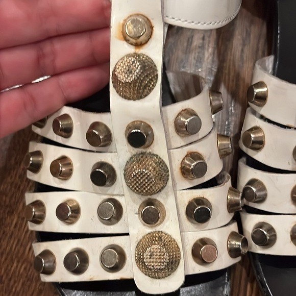 Just Juice 38 made in Italy Studded White Sandals - Picture 2 of 4